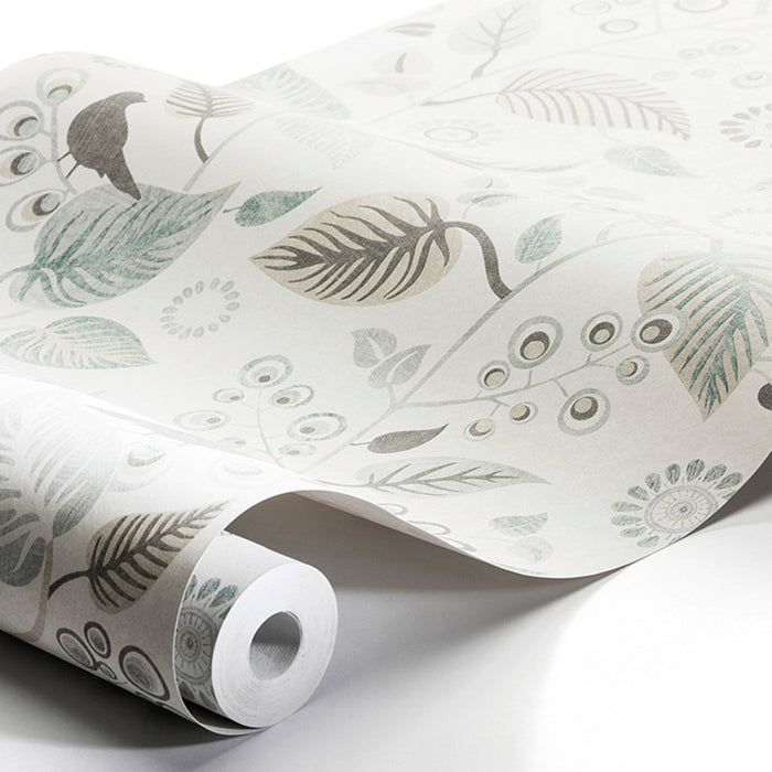 Schumacher Leaf Rhapsody Slate Wallpaper Sample 9331