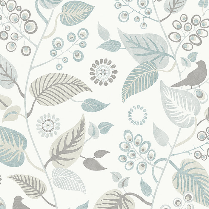 Schumacher Leaf Rhapsody Slate Wallpaper Sample 9331