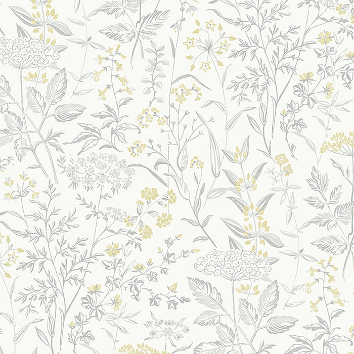 Schumacher Delicate Dance Grey And Yellow Wallpaper Sample 9337