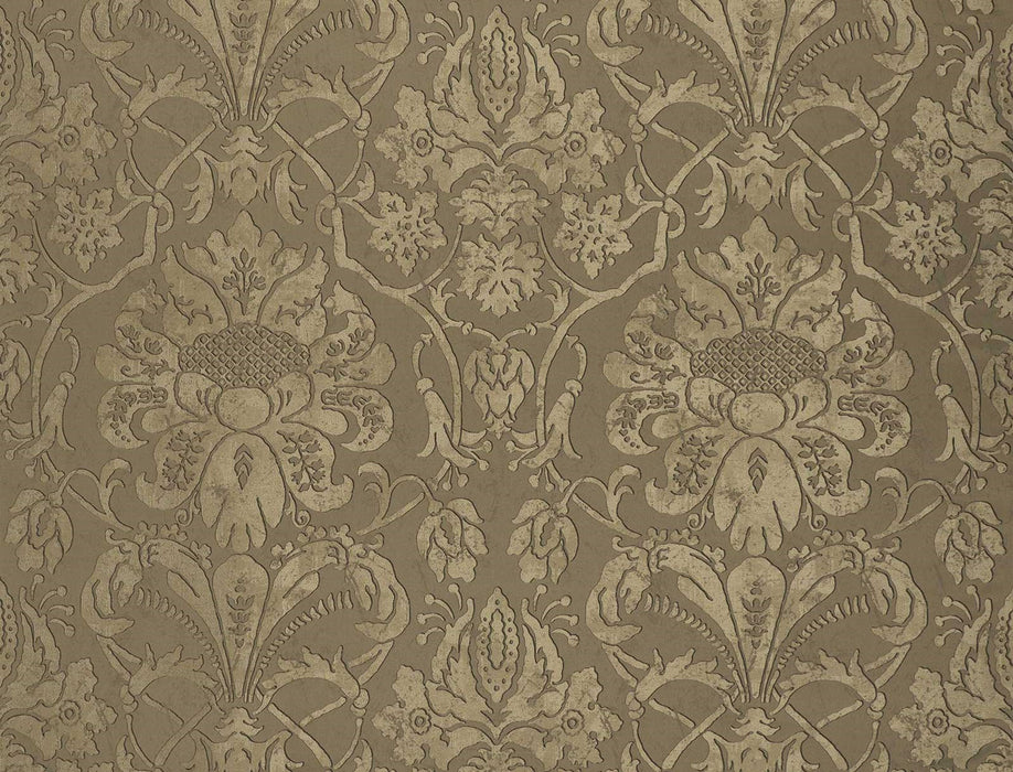 Jim Thompson Vintage Damask Antique Gold Fabric Sample JT013848002