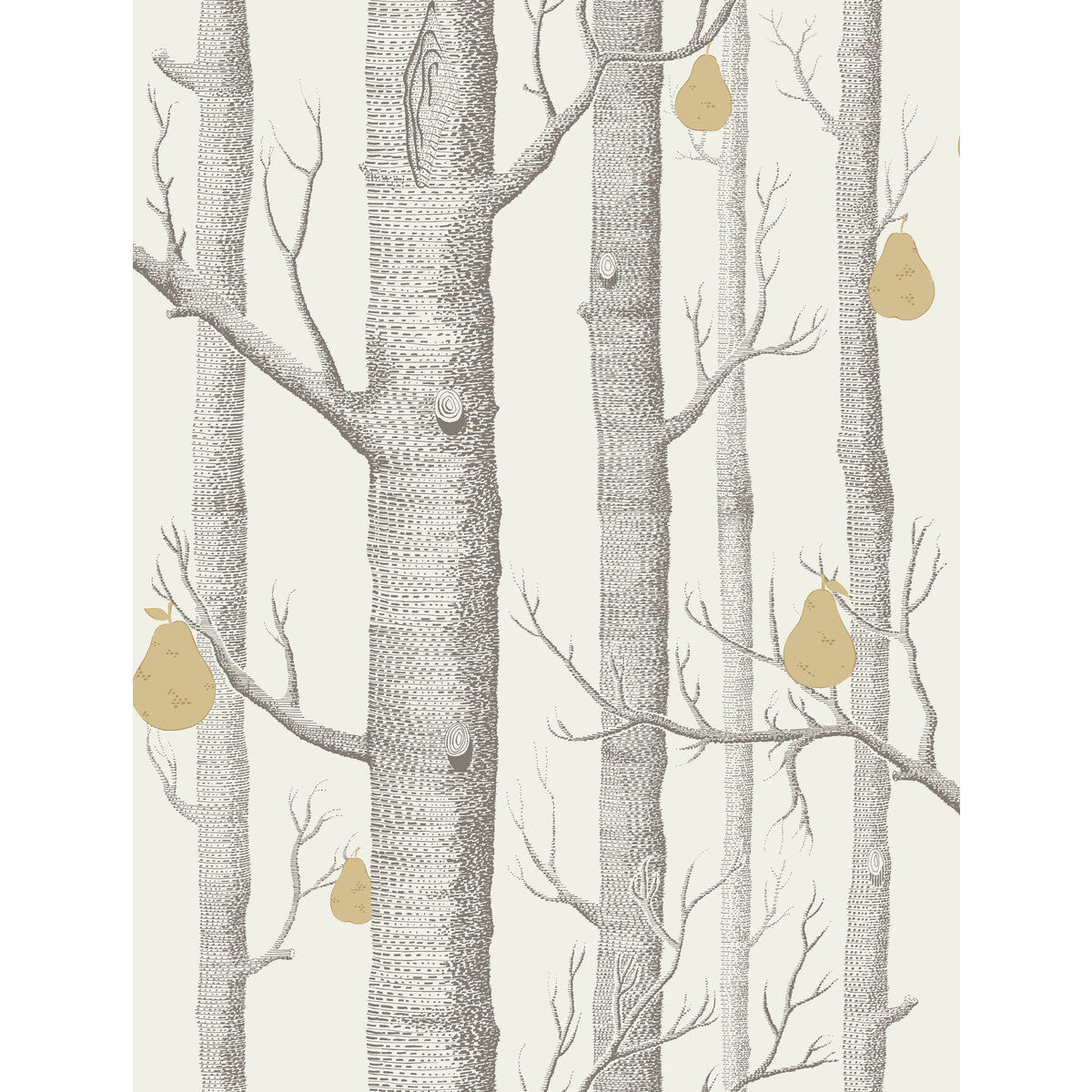 Cole & Son Woods & Pears Charcl/Lin/Gld Wallpaper Sample 95/5032.CS.0