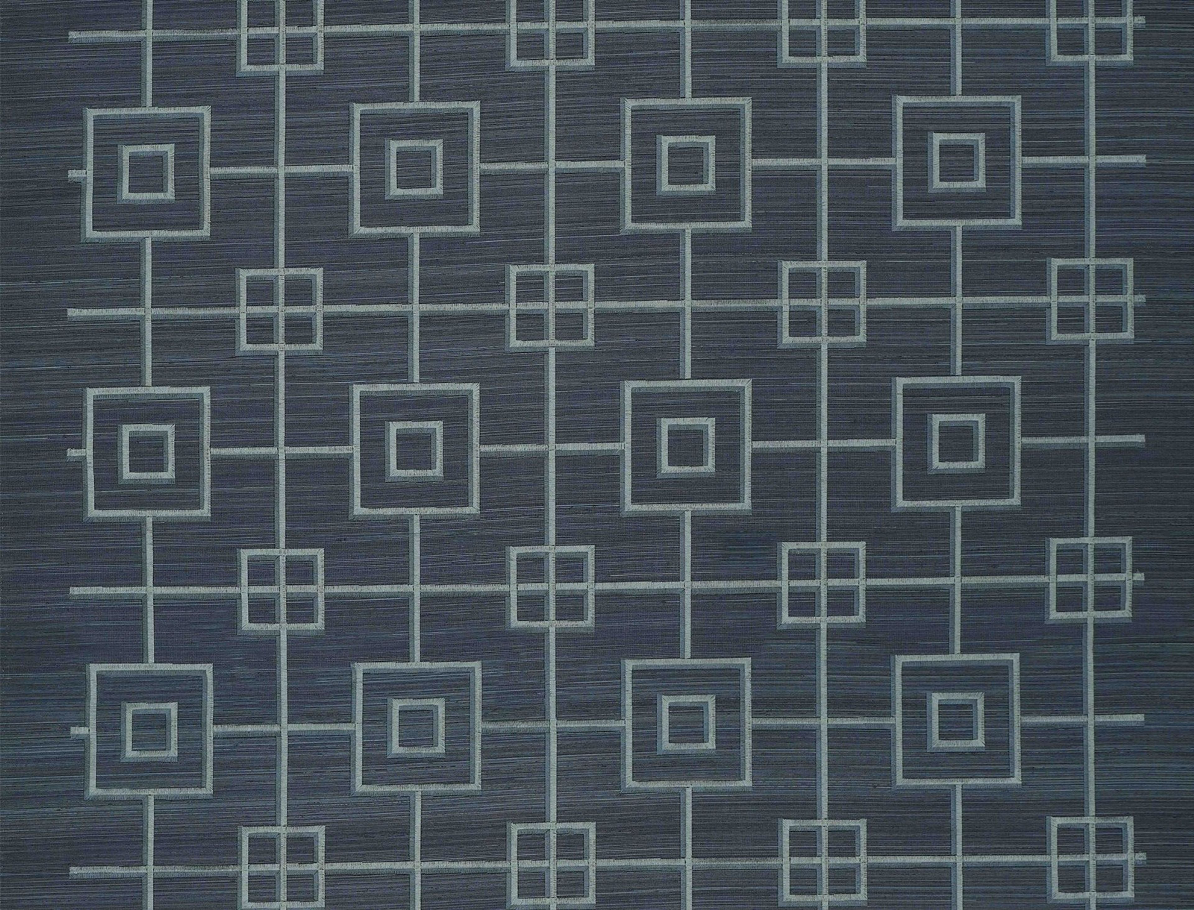 Jim Thompson Shadowbox  Navy Wallpaper Sample JT021074006