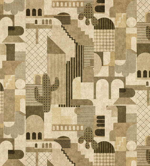 Aldeco Inhaus Printed Velvet Viraloff Toast & Coffee Fabric Sample A9INHAUS0001