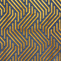 Aldeco Modernist Jacquard Velvet Gold Over Blue Fabric A9MODE0002