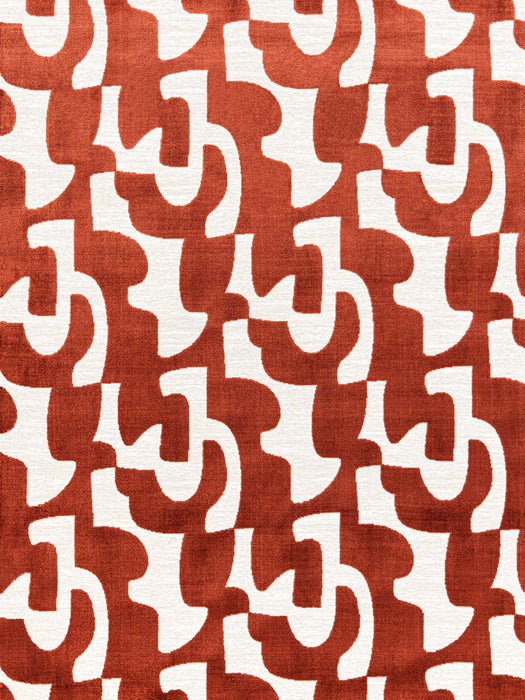 Aldeco Decoupe Velvet Linen Terracotta Fabric A9192610003