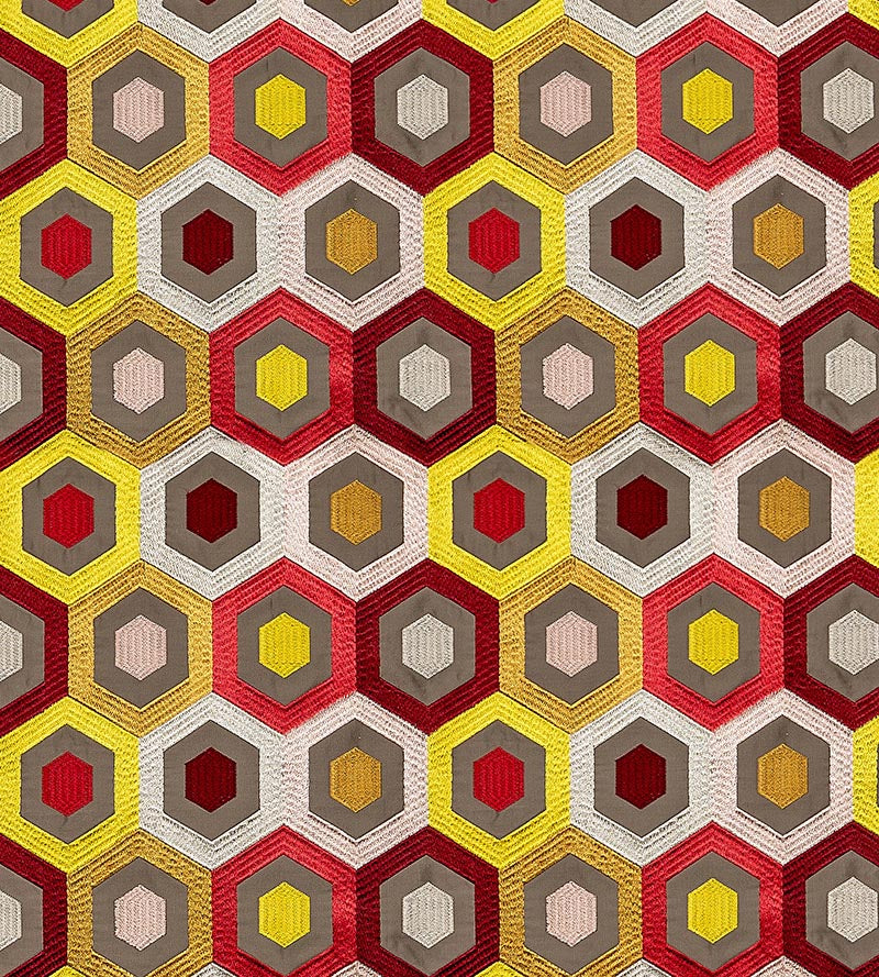 Aldeco Rhapsody Hot Cherry Gold Fabric Sample A926000003