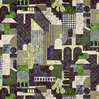 Aldeco Inhaus Printed Velvet Viraloff Leafy Blue Fabric A9INHAUS0003
