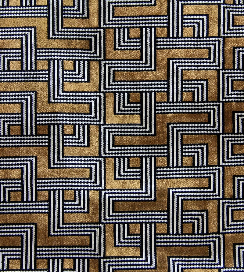 Aldeco Interception Jacquard Velvet Toffee Gold Fabric Sample A9INTE0003