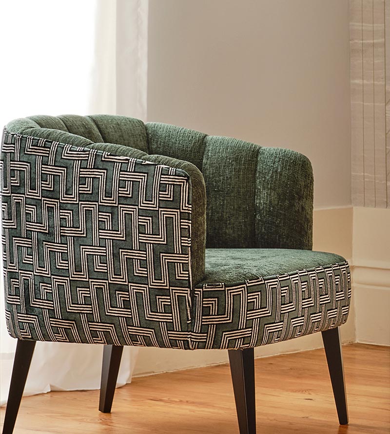 Aldeco Interception Jacquard Velvet Green Moss Fabric Sample A9INTE0004