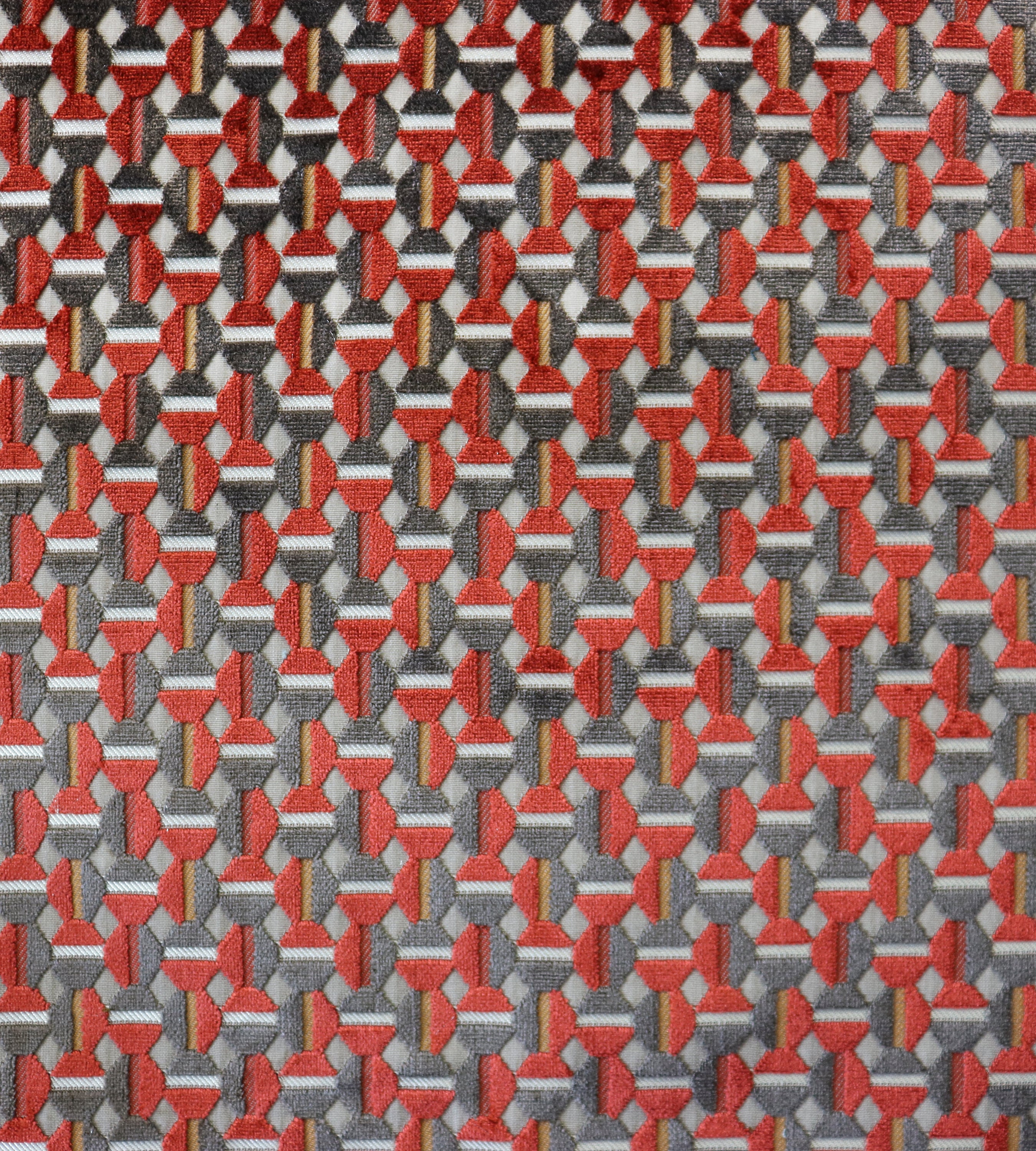 Aldeco Lumiere Jacquard Velvet Terre Ecarlate Fabric Sample A9LUMI0006