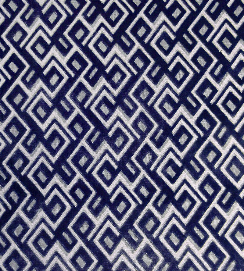 Aldeco Anni Jacquard Velvet Navy Blue Linen Fabric A9ANNI0007