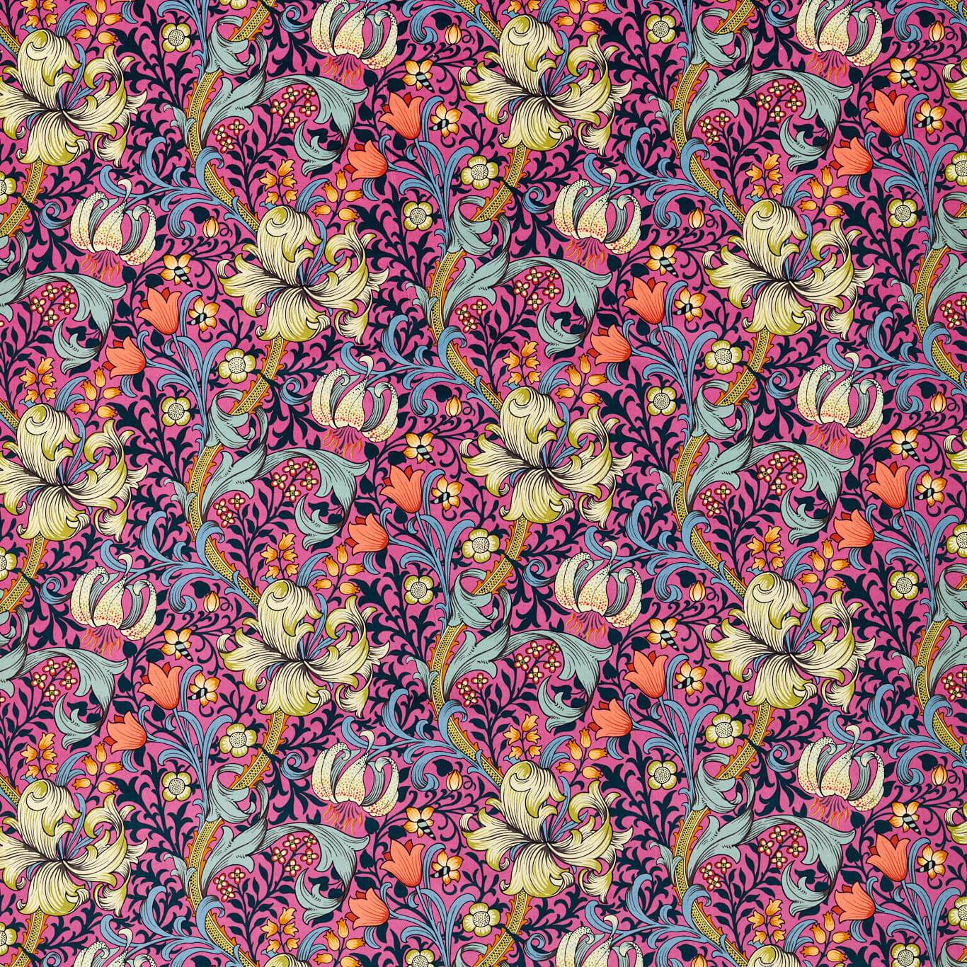 Morris & Co Golden Lily Seratonin Pink Fabric Sample AARC520003