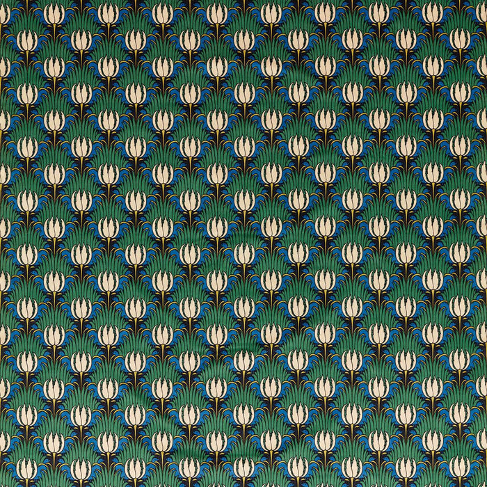 Morris & Co Tulip & Bird Goblin Green & Raven Fabric Sample AARC520013