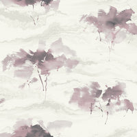 Seabrook Designs Brushstroke Trees Metallic Mauve, Ebony, & Pearl Wallpaper AH40701