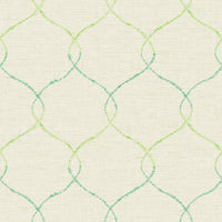 Seabrook Designs Shibori Lattice Lime Green, Teal, And Metallic Pearl Wallpaper AH41601