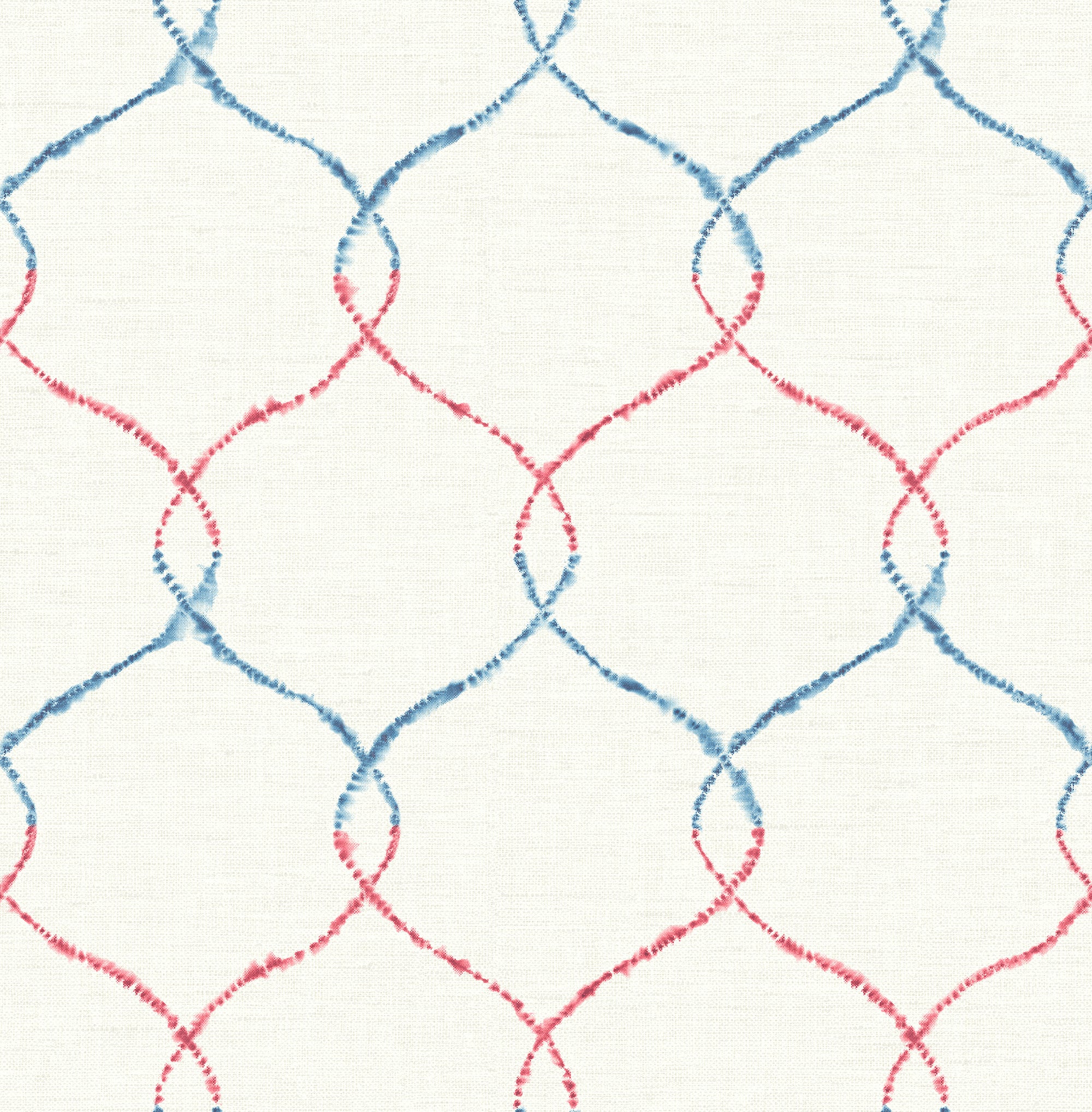 Seabrook Designs Shibori Lattice Royal Blue, Ruby, & Metallic Pearl Wallpaper AH41611