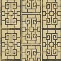 Seabrook Designs Dynasty Lattice Metallic Gold And Ebony Wallpaper AI40200
