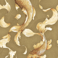 Seabrook Designs Koi Fish Metallic Gold And Toffee Wallpaper AI40605