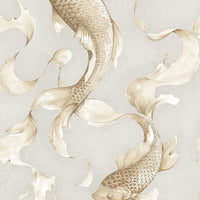 Seabrook Designs Koi Fish Gold And Gray Wallpaper AI40607