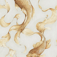 Seabrook Designs Koi Fish Metallic Gold And Off-white Wallpaper AI40610
