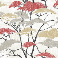 Seabrook Designs Confucius Tree Metallic Gold, Silver, And Crimson Wallpaper AI41400