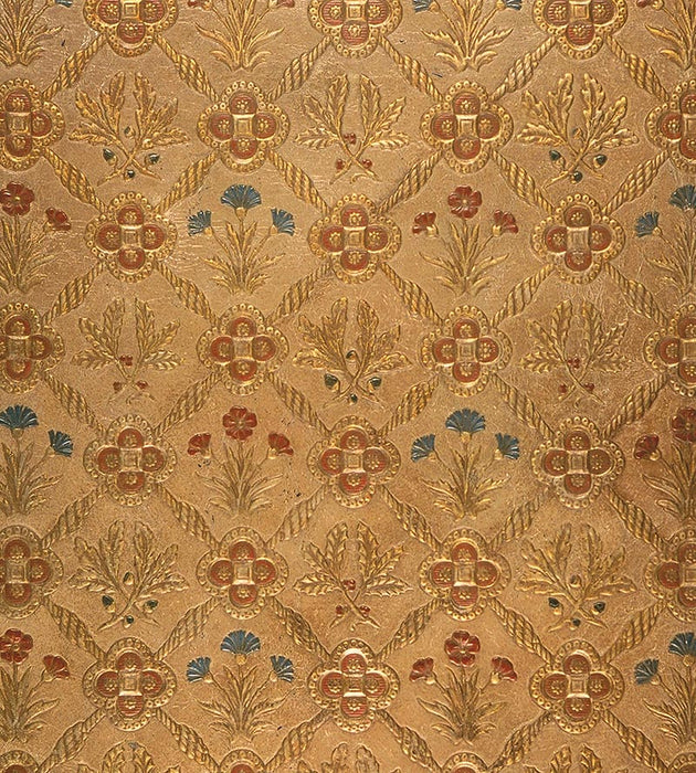 Old World Weavers Cuir Chene White/Gold Fabric Sample AQ22CD0001