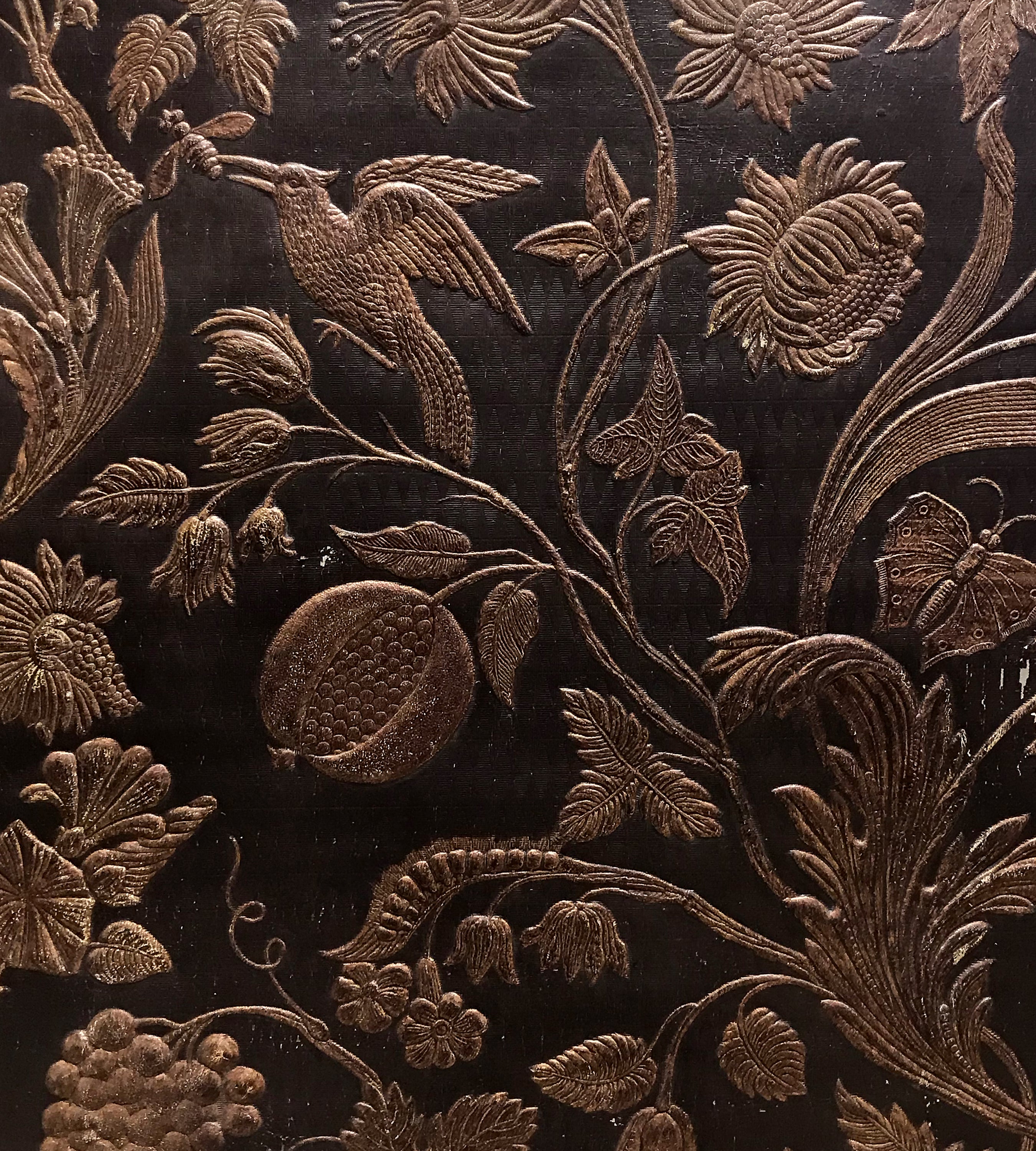 Old World Weavers Cuir Eden Maron/gold Fabric Sample AQ17CD0002