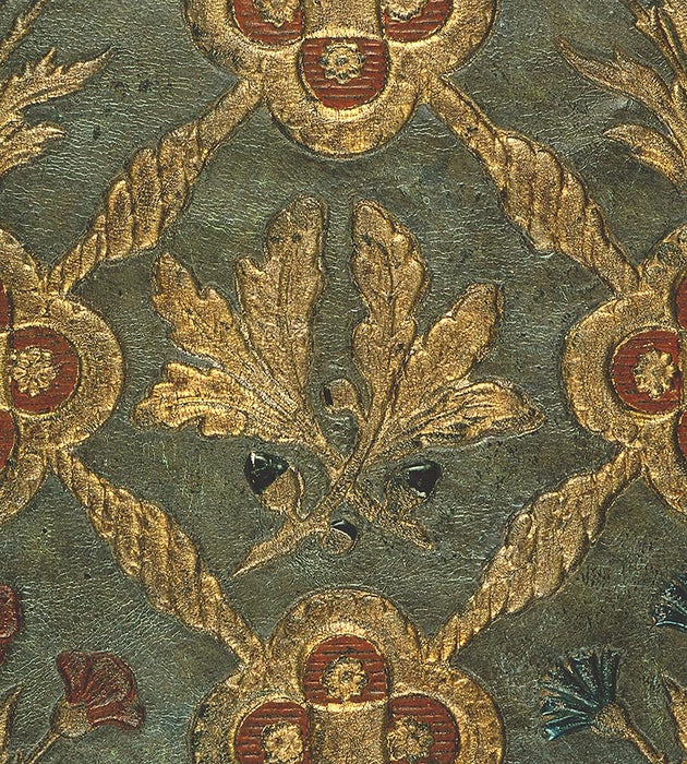 Old World Weavers Cuir Chene Light Green/Gold Fabric Sample AQ22CD0002