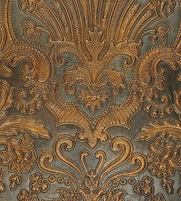 Old World Weavers Cuir Colbert Bleu/Gold Fabric Sample AQ48CD0002