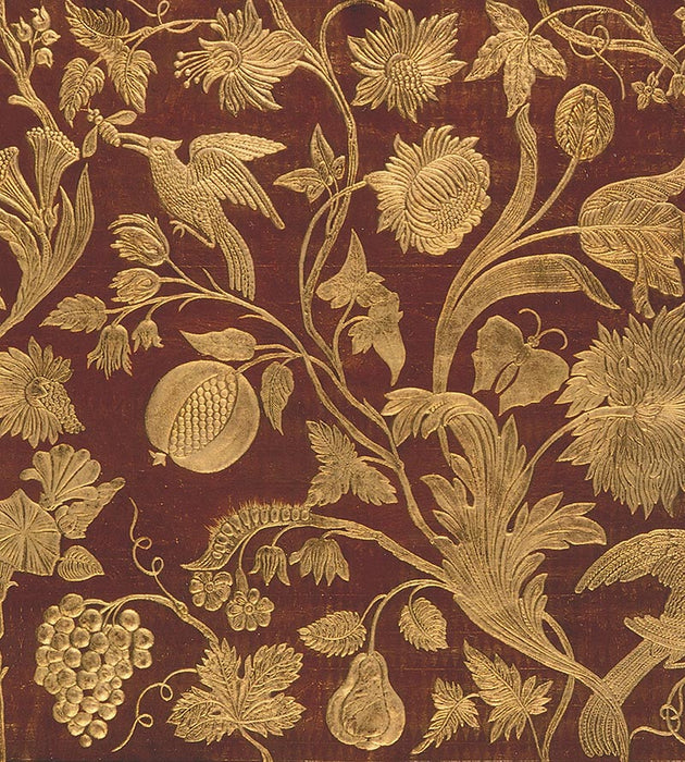 Old World Weavers Cuir Eden Red/Gold Fabric Sample AQ17CD0003