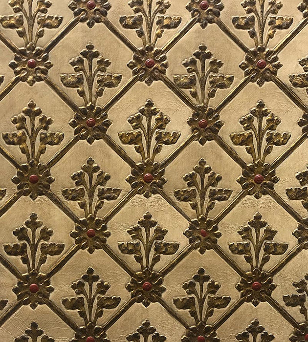 Old World Weavers Cuir Resille White/Gold Fabric Sample AQ26CD0003