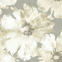 Seabrook Designs Curie Abstract Floral Metallic Silver And Off-white Wallpaper AV50008
