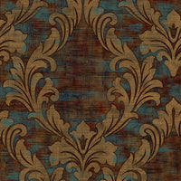 Seabrook Designs Kepler Damask Metallic Gold And Spruce Wallpaper AV50701