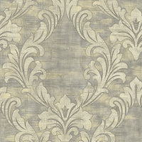 Seabrook Designs Kepler Damask Metallic Pearl And Gray Wallpaper AV50708