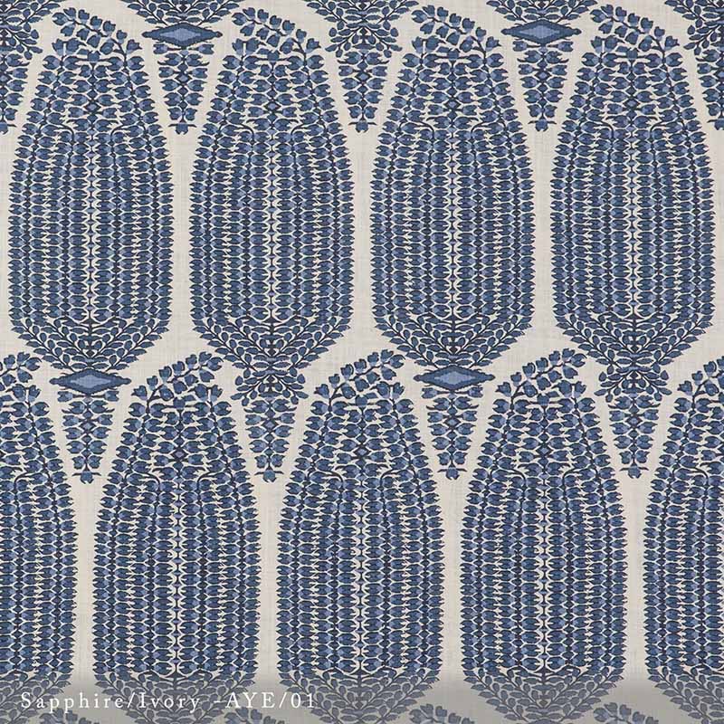 Lisa Fine Ayesha Paisley Sapphire/Ivory Fabric Sample AYE-01