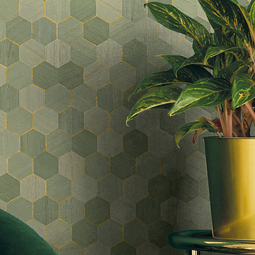 Maya Romanoff Ajiro Honeycomb White Hive Wallpaper Sample MR-AZ-1X15-S