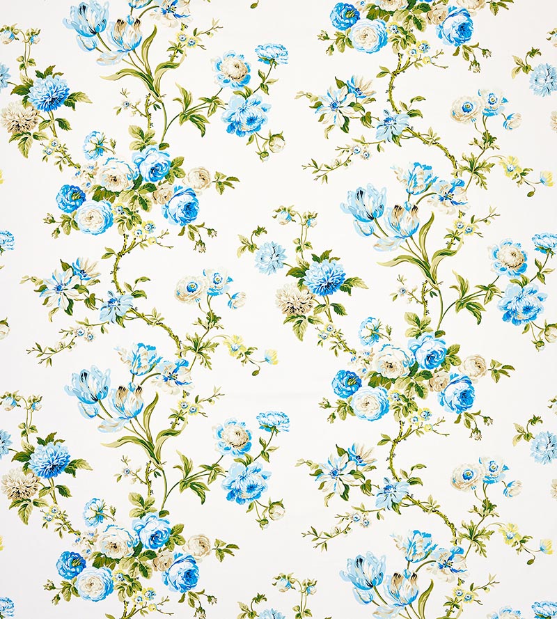 Old World Weavers Botanical Garden Porcelain Blue Fabric B035060003