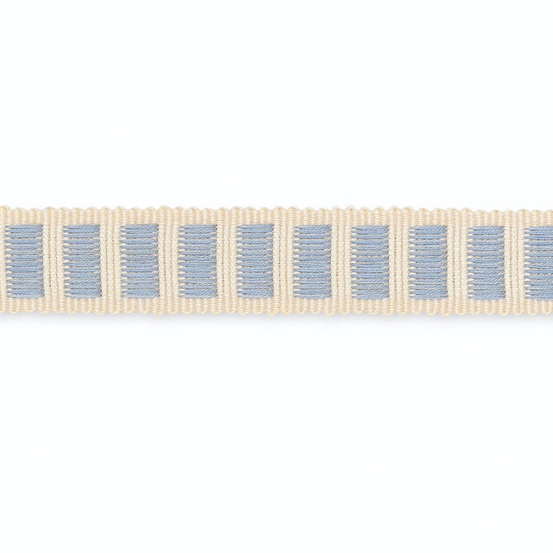 Schumacher Aubrey Braid Ivory/Sky Trim Sample B154-8