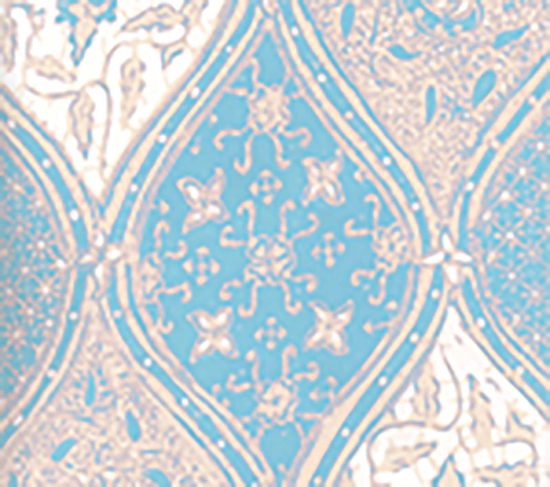 China Seas Balinese Batik New Blue Cream Wallpaper Sample 6630-01WP