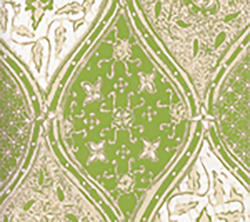 China Seas Balinese Batik New Green Cream Wallpaper Sample 6630-03WP