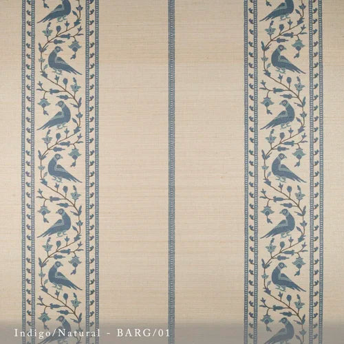 Lisa Fine Baroda I Grasscloth Indigo/Natural Wallpaper Sample BARG-01