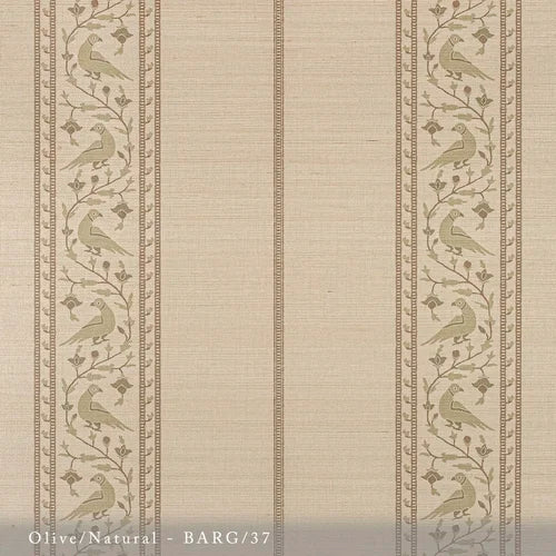 Lisa Fine Baroda I Grasscloth Olive/Natural Wallpaper BARG-37