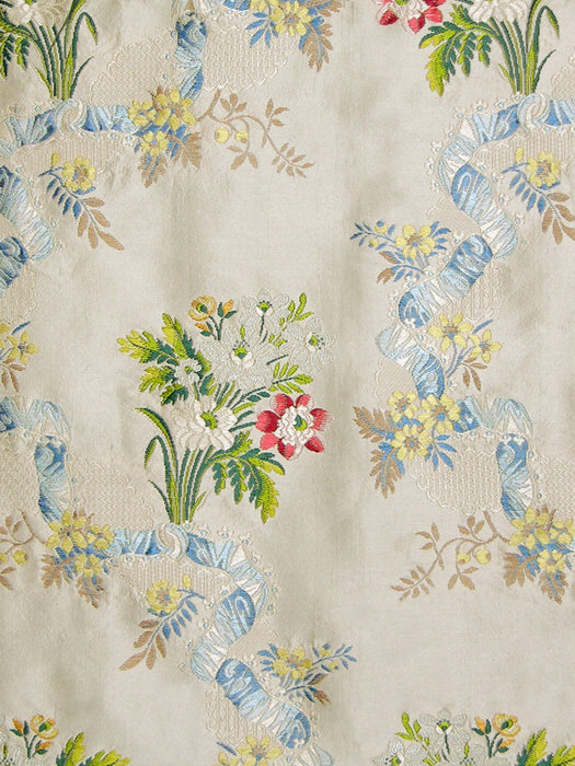 Old World Weavers Louis Xvi Broche Beige / Blue Fabric Sample BA69840001