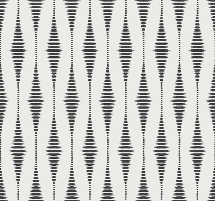 Seabrook Designs Diamond Stripe Black Satin & Pearl Wallpaper Sample BD50610