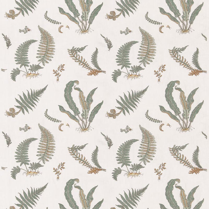GP & J Baker Ferns Embroidery Verdigris Fabric Sample BF10991.1.0