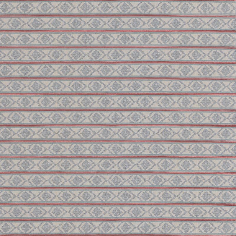 GP & J Baker Burford Stripe Red/Blue Fabric Sample BF11034.1.0