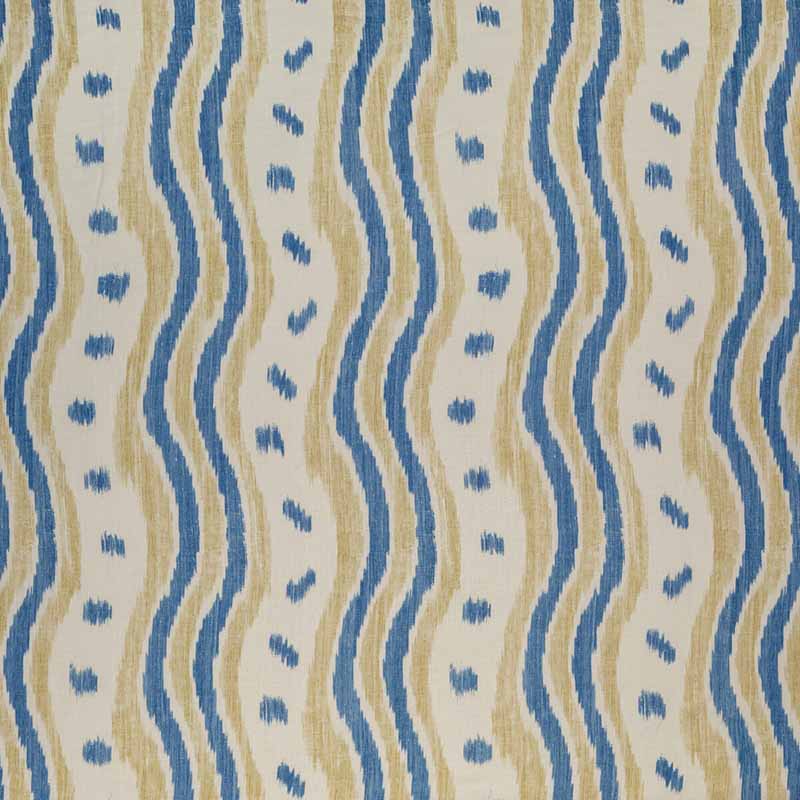 Lee Jofa Ikat Stripe Blue/Yellow Fabric Sample BFC-3687.54.0