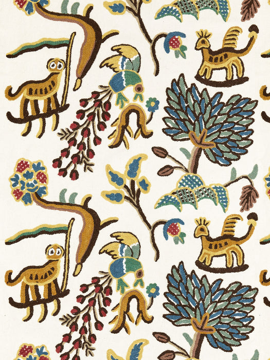 Old World Weavers Fables - Jawahar Crewel Blue / Multi Fabric Sample BH00310001