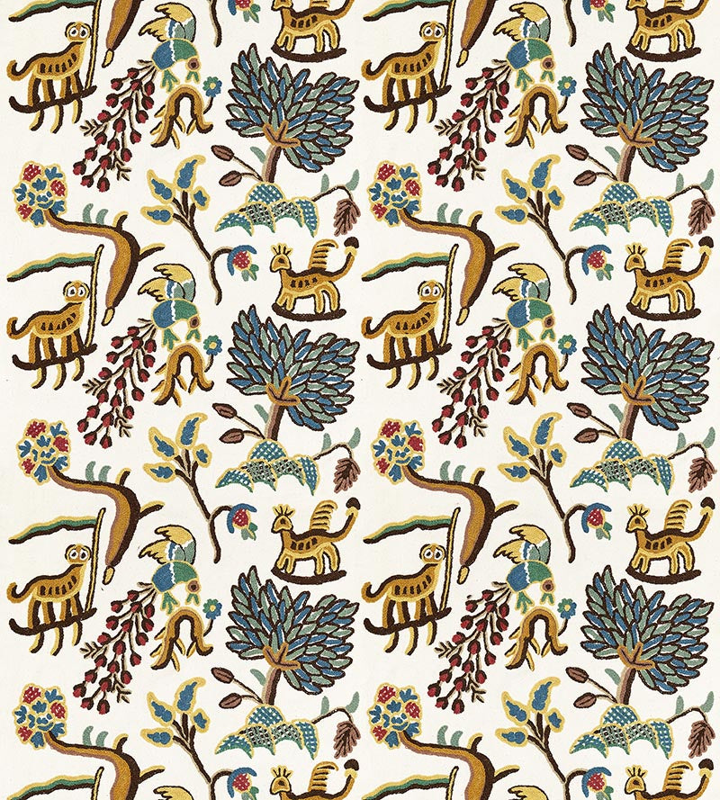Old World Weavers Fables - Jawahar Crewel Blue / Multi Fabric BH00310001