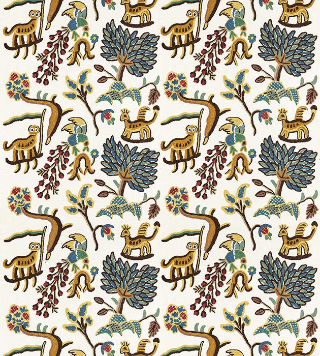 Old World Weavers Fables - Jawahar Crewel Blue / Multi Fabric Sample BH00310001